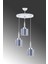 Gri Sarkıt Tepsi Beyaz 3'lü Çift Cam Füme Camlı Avize Metal Modern 70 x 90 3 61-70 cm E27 Salon / O 2