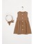 Bisiklet Yaka Sıfır Kol Cıtcıt Dugmelı Sapkalı Kahverengi Renk Kız Çocuk Elbıse 1