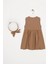 Bisiklet Yaka Sıfır Kol Cıtcıt Dugmelı Sapkalı Kahverengi Renk Kız Çocuk Elbıse 3
