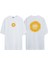 Unisex Barış Işareti ve Papatya Ön Arka Baskılı Beyaz Oversize T-Shirt 1