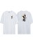 Unisex Batman ve Süperman Ön Arka Baskılı Beyaz Oversize T-Shirt 1