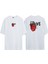 Unisex Love Kalp Ön Arka Baskılı Beyaz Oversize T-Shirt 1