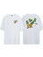 Unisex Ninja Kaplumbağalar ve Pizza Ön Arka Baskılı Beyaz Oversize T-Shirt 1