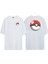 Unisex Pokemon Topu Ön Arka Baskılı Beyaz Oversize T-Shirt 1