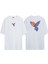 Unisex Sunflower Headed Bird Ön Arka Baskılı Beyaz Oversize T-Shirt 1