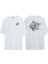 Unisex Rock Star Logo Illüstrasyon Ön Arka Baskılı Beyaz Oversize T-Shirt 1