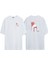 Unisex Sandalyedeki Tavşan, Havuç Ön Arka Baskılı Beyaz Oversize T-Shirt 1