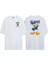 Unisex Yankees Ördek Ön Arka Baskılı Beyaz Oversize T-Shirt 1