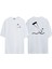 Unisex Yaratıcı Uçurtmalar Ön Arka Baskılı Beyaz Oversize T-Shirt 1