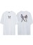Unisex Taekwondo Çizim Illüstrasyon Ön Arka Baskılı Beyaz Oversize T-Shirt 1