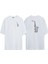 Unisex Notalar ve Saksafon Ön Arka Baskılı Beyaz Oversize T-Shirt 1