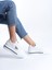 PRAG Bağcıklı Ortopedik Taban Desenli Kadın Sneaker Ayakkabı BT Beyaz 3
