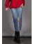 Buz Mavisi Yırtmaçlı Midi Boy Basic Kadın Kot Etek MG1558 5