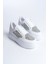 MIPA Bağcıklı Ortopedik Taban Simli Kadın Sneaker Ayakkabı BT Beyaz 4