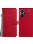 Xiaomi Için Redmi Note 13 Pro+ Kasa Düz Renkli Deri Manyetik Kapanma Telefon Kapak-Kırmızı (Yurt Dışından) 1