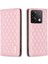 Xiaomi Için Redmi Note 13 4g Deri Kasa Eşkenar Dörtgen Desen Telefon Kapak-Pembe (Yurt Dışından) 1