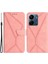 Xiaomi Redmi Için 13C 4g/poco C65 4g Kasa Baskılı Çizgi Cilt Touch Pu Deri Stand Telefon Kapak Pembe (Yurt Dışından) 1