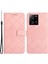 Xiaomi 13T/13T Pro/redmi K60 Ultra Case Pu Deri Rhombus Desen Stand Akıllı Telefon Kapak Pembe (Yurt Dışından) 1