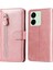 Xiaomi Için Redmi 13C 4g/poco C65 4g Kasa Buzağı Dokusu Deri Deri Kapak Fermuarı Cep Cüzdan Telefon Kılıf Pembe (Yurt Dışından) 1