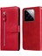 Xiaomi Için 14 Cüzdan Telefon Kılıfı Buzağı Dokusu Şok Geçirmez Deri Flip Kapak Fermuar Cep Kırmızısı (Yurt Dışından) 1