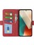 Xiaomi Için Redmi Note 13 5g (Çin) Kasa Stand Flip Balf Doku Telefon Kapağı Pu Deri Cüzdan Telefon Kabuğu-Kırmızı (Yurt Dışından) 2