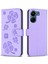 Xiaomi Redmi 13C 4g/poco C65 4g Deri Telefon Kılıfı Yonca Deseni Stand Manyetik Kapatma Kapak-Morası (Yurt Dışından) 1