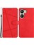 Xiaomi Redmi 13C 4g/poco C65 4g Case Crazy Horse Doku Telefon Kapağı Bilek Kayış Kırmızısı (Yurt Dışından) 1