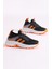Çocuk Unisex Siyah Oranj Rahat Kalıp Nefes Alabilen Kumaş Bağcıklı Sneaker 1