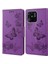 Xiaomi Redmi Için 10C Pu Deri Kelebek Çiçeği Baskılı Kılıf Stand Cüzdan Koruyucu Telefon Kapağı Strap-Purple ile (Yurt Dışından) 1
