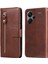 Xiaomi Için Redmi Note 13 Pro+ 5g Kasa Stand Buzağı Doku Deri Kapak Fermuar Cüzdan-Kahverengi (Yurt Dışından) 1