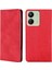 Xiaomi Redmi Için 13C 4g/poco C65 4g Case Cilt Touch Hissed Hisset Pu Deri Telefon Kapağı Kart Yuvaları-Kırmızı (Yurt Dışından) 1