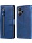 Xiaomi Redmi Için Note 13 Pro+ 5g Kasa Stand Buzağı Doku Deri Kapak Fermuar Cüzdan Mavisi (Yurt Dışından) 1