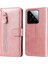 Xiaomi Için 14 Cüzdan Telefon Kılıfı Buzağı Dokusu Şok Geçirmez Deri Flip Kapak Fermuarı ile Cep-Pembe (Yurt Dışından) 1