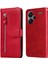Xiaomi Redmi Için Note 13 Pro+ 5g Kasa Stand Buzağı Doku Deri Kapak Fermuar Cüzdan-Kırmızı (Yurt Dışından) 1