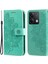 Xiaomi Için Redmi Note 13 5g Kasa Deri Cüzdan Stand Kapağı, Çiçek Çiçek Baskı Yeşili (Yurt Dışından) 1