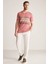 Keten Pamuk Karışım Etnik Desenli Bordo Triko T-Shirt 4