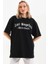 Baskılı Oversize T-Shirt - Siyah 1