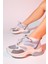 Crown Buz Pudra Multi Bağcıklı Kadın Kalın Taban Spor Sneakers 6