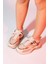 Crown Bej Taba Bağcıklı Kadın Kalın Taban Spor Sneakers 7