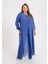 Büyük Beden Indigo Renkli Şifon Abiye Pantolon Tunik Takım 1