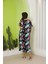 Hscstore Kadın Desenli Büyük Beden Fuşya Elbise - O6389 3