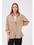Hscstore Kadın Cep Detaylı Çıtçıt Kapamalı Bej Gömlek - Ayzer 3
