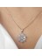 Çelik Silver Renkli Zirkon Taşlı Lotus Çiçeği Kolye 3