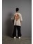 Erkek Sırt Baskılı Bağcık Detay Oversize T-Shirt - Gri 3