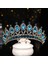 HG614 Lüks Mavi Rhinestone Kristal Düğün Taç Gelin Tiaras ve Taçlar Kraliçe Diadem Pageant Taç Gelin Saç Takı Aksesuarları (Yurt Dışından) 2