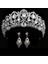 Gümüş Kaplı Düğün Taç Kraliçe Gelin Tiara Gelin Tacı Küpeli Lüks Rhinestone Kafa Bandı Diadem Gelin Saç Takı Süsler (Yurt Dışından) 2
