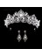 Gümüş Kaplı Düğün Taç Kraliçe Gelin Tiara Gelin Tacı Küpeli Lüks Rhinestone Kafa Bandı Diadem Gelin Saç Takı Süsler (Yurt Dışından) 3