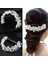 Trendy Beyaz Inci Kristal Gelin Saç Aksesuarları Düğün Taç Kafa Saç Bandı Gelin Düğün Headdress Aksesuarları El Yapımı (Yurt Dışından) 2