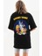 Unisex Baskılı Oversize T-Shirt - Siyah 2