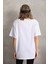 Unisex Taş Desenli Oversize T-Shirt - Beyaz 2